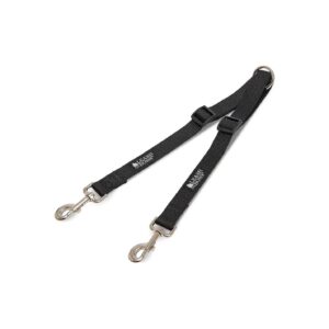 Black 1 Inch Nylon Leash Coupler for Two Large Dogs - 11-20 Inch