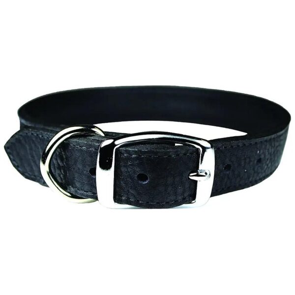 Black 14 Leather Dog Collar with Sturdy Hardware Details