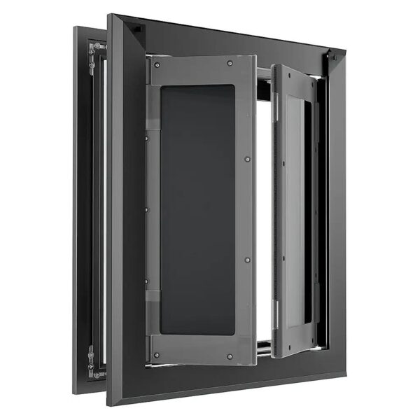 Black Aluminum Dog Door for Medium-Sized Dogs with Simple Installation and Magnetic Lock