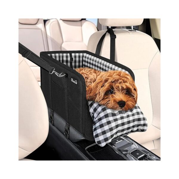 Black Anti-Collapse Pet Car Seat with Adjustable Safety Belt for Small Breed Dogs