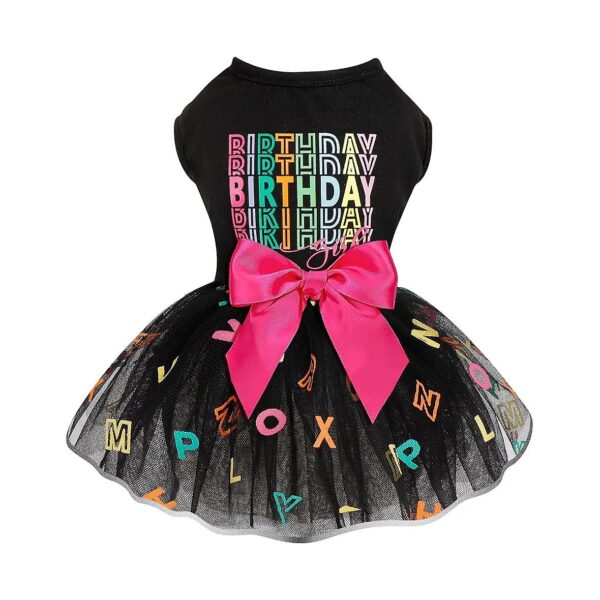 Black Birthday Girl Spring Dress for Small Dog Cats Pomeranian Chihuahua Teacup Dogs