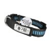 Black Blue Nylon Dog Collar with QR ID and No Jingle Pocket