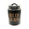 Black Ceramic Large Pet Treat Canister with Orange Letters for Dogs