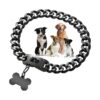 Black Cuban Link Chain Dog Collar with Easy Lock Buckle and ID Tag for Medium Dogs