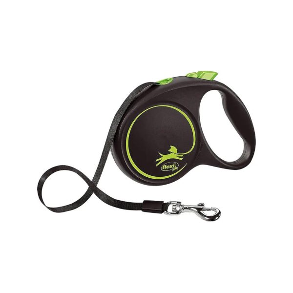 Black Design Tape Green Medium 5m Retractable Dog Lead for Dogs up to 25kgs