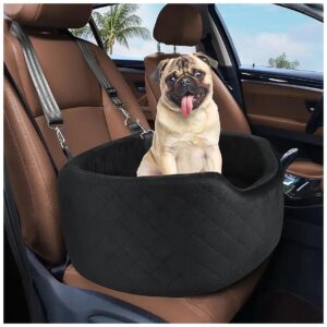 Black Dog Car Seat for Small and Medium Dogs with High-Density Foam and Adjustable Straps