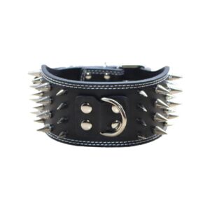 Black Dog Collar Made from Lightweight Faux Leather with Adjustable Size Options