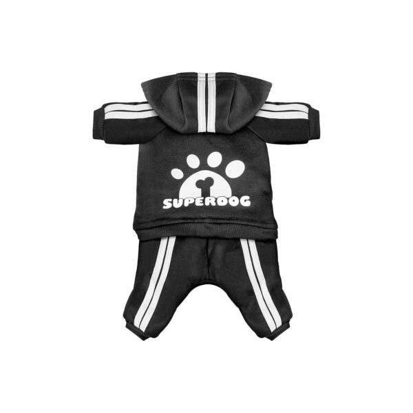 Black Dog Hoodie 4 Legs Jumpsuit with Cotton Fabric for Small Dogs Puppy Clothing