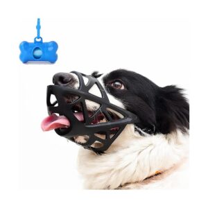 Black Dog Mouth Cover Soft and Durable Muzzle for Small Dogs with Nylon Straps