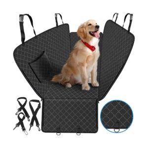 Black Dog Seat Cover with Storage Pocket for Cars SUVs and Trucks Scratch Prevention