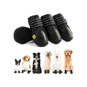 Black Dog Shoes Size 8 for Large Breed Dogs with Waterproof and Breathable Leather