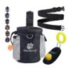 Black Dog Treat Bag with 2 Pockets and Adjustable Waistband for Comfort