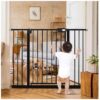 Black Extra-Wide Baby Gate for Toddlers, Pets, Stairs, Doorways, No Drilling Required