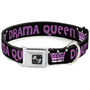 Black Fuchsia Dog Collar with 0 Inch Wide Seatbelt Buckle for Medium Dogs