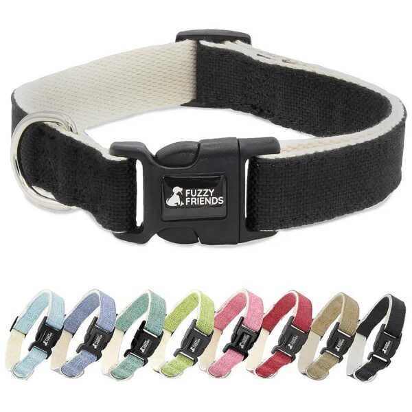 Black Hemp Dog Collar for Large and Small Breeds - Hypoallergenic, Soft, and Durable