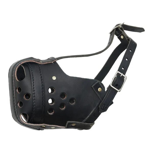 Black Leather European Style Working Muzzle for X-Large Dogs