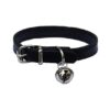 Black Leather Pet Collar with Bell for Cats and Small Dogs Adjustable 8-5