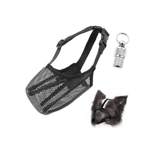 Black Mesh Dog Muzzle for Small to Medium Sized Dogs with Soft Adjustable Straps