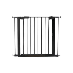 Black Metal Baby Gate for Doorways and Staircases with Pressure Fit Technology