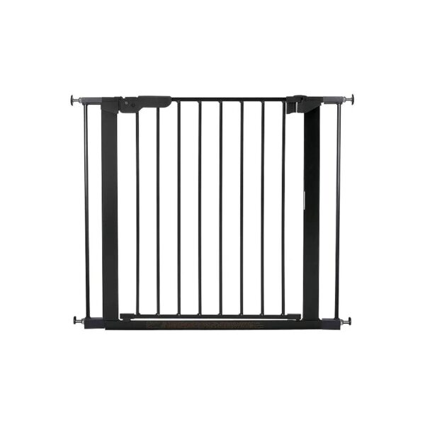 Black Metal Baby Gate for Doorways and Staircases with Pressure Fit Technology