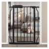 Black Metal Baby Gate with Pressure Mount and Auto Close for Stairs and Doorways