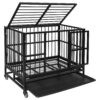 Black Metal Dog Crate with Lockable Wheels and Removable Tray for Small Medium Large Dogs