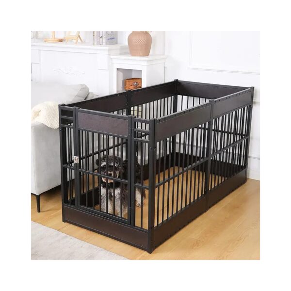 Black Metal Puppy Playpen with Secure Latches for Small to Medium Size Breed Dogs