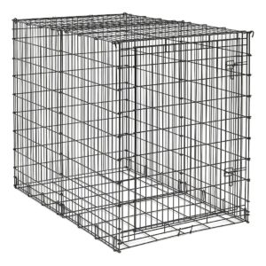 Black Metal Single-Door Dog Crate with Sturdy Corner Drop-Pin Construction 54x45x35