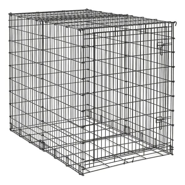 Black Metal Single-Door Dog Crate with Sturdy Corner Drop-Pin Construction 54x45x35