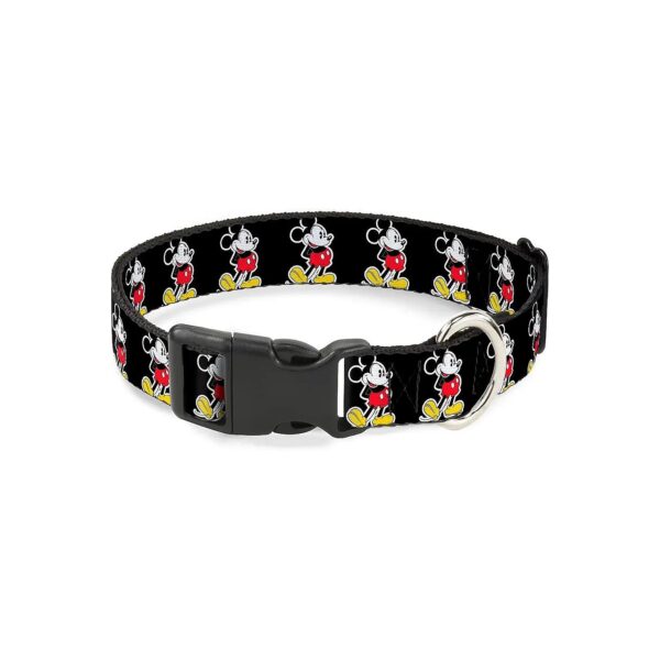 Black Mickey Mouse Clip Collar 1" Wide Medium Polyester Plastic Dog Grooming Accessories