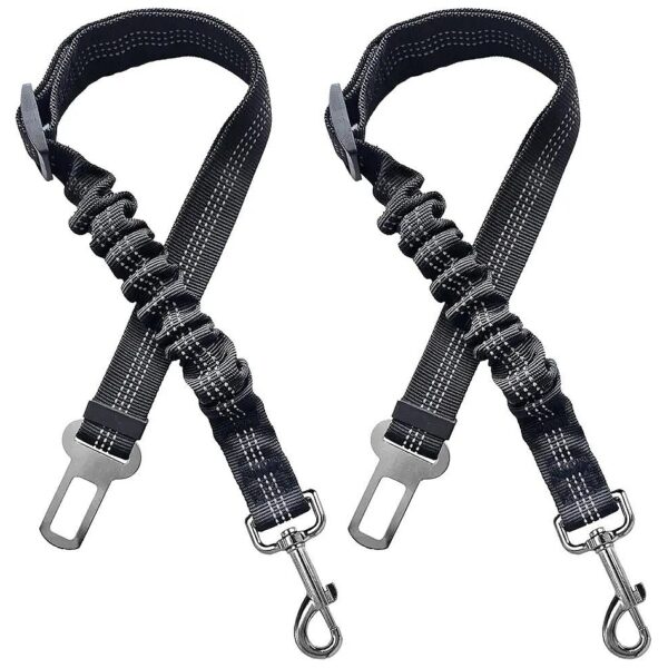 Black Nylon Adjustable Leash for Pet Travel with Safety Seatbelts