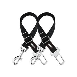 Black Nylon Dog Cat Vehicle Tether for Pets with Adjustable Clip