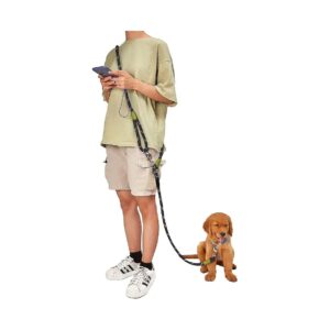 Black One-Size Leash for Dogs, Strong and Adjustable, Includes 360-Degree Rotating Clamp