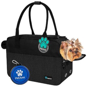 Black Pet Carrier Purse for Small Dogs with Soft Sided and Ventilated Design