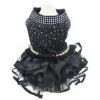 Black Pet Dress with Tutu Skirt for Small Breed Dogs Wedding Dress Outfits for Dogs Party