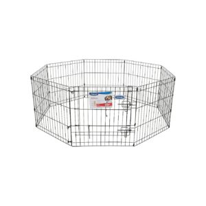 Black Pet Exercise Playpen with Adjustable Panels and Step Through Door