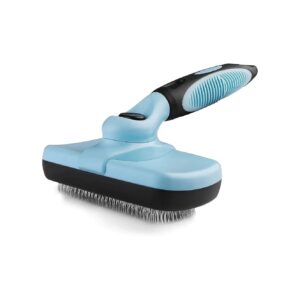 Black Pet Grooming Brush with Stainless Steel Bristles and Comfortable Handle