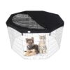 Black Pet Playpen Top Cover with Adjustable Half Mesh for Wide 24-Inch Pennies