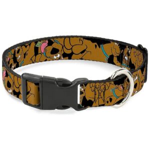 Black Plastic Clip Collar with Scooby Doo Stacked CloseUp Design for Large Dogs 18-32