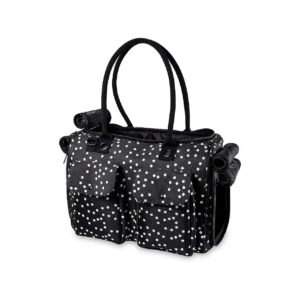 Black Polka Dot Pet Carrier Bag with Breathable Mesh and Storage Compartments