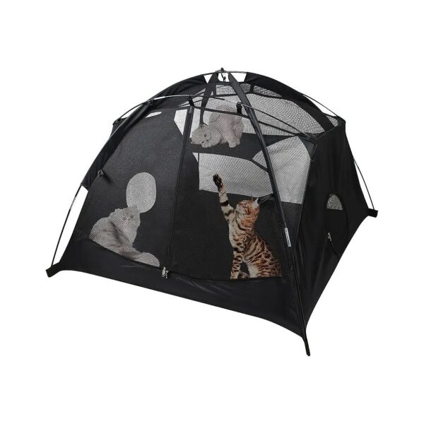 Black Portable Pet Tent with Hammock for Cats, Puppies, and Small Animals