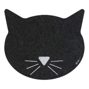 Black Recycled Rubber Cat Placemat for Indoor Pets Small to Medium Size Households