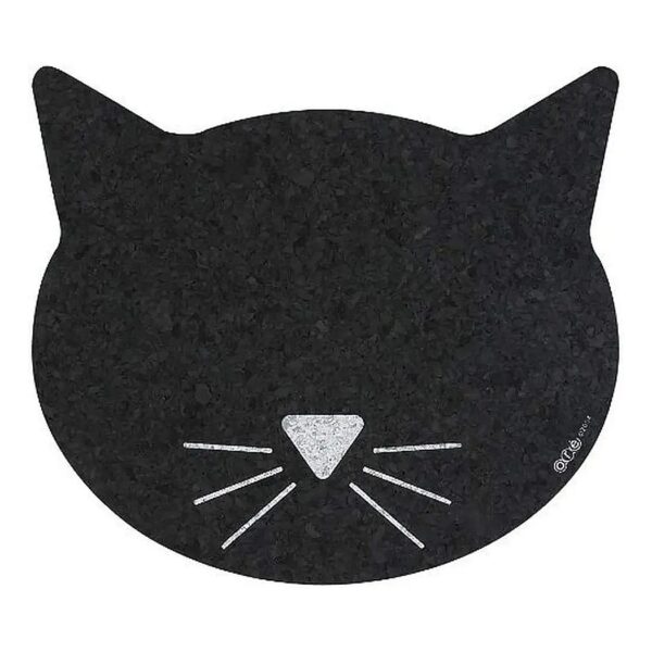 Black Recycled Rubber Cat Placemat for Indoor Pets Small to Medium Size Households