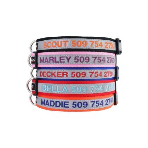 Black Reflective Personalized Dog Collar Adjustable Fit for Boy and Girl Dogs