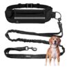 Black Running Pet Leash with Reflective Strips and Anti-Pull Technology