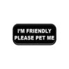 Black Sew-On Patch with White Letters and Rectangular Shape for Dogs