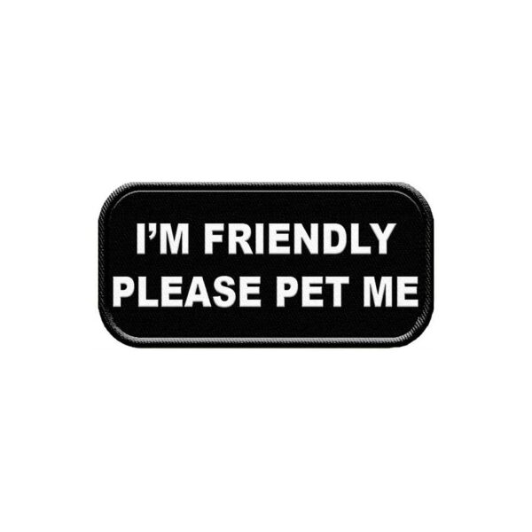 Black Sew-On Patch with White Letters and Rectangular Shape for Dogs