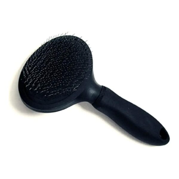 Black Slicker Brush for Large Dogs with Boar Bristle and Cushioned Grip