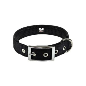 Black Soft Lined Adjustable Dog Collar with Padded Interior