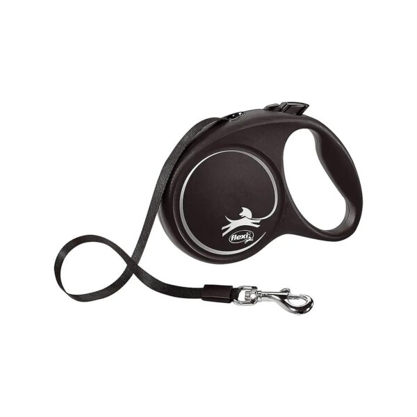 Black Solid Tape Design Medium Retractable Dog Leash for Canines